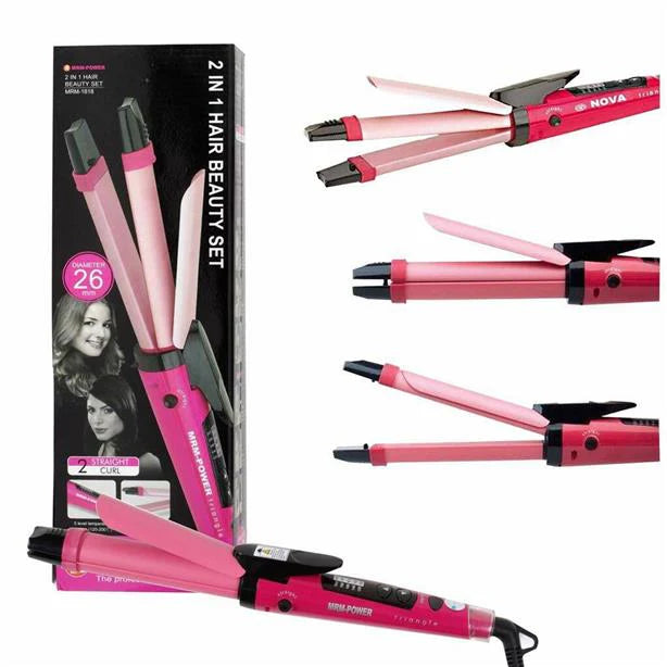 Nova 2-in-1 Hair Straightener & Curler – Model NH-2009, Quick Heat-Up Ceramic Plates for Smooth Straightening