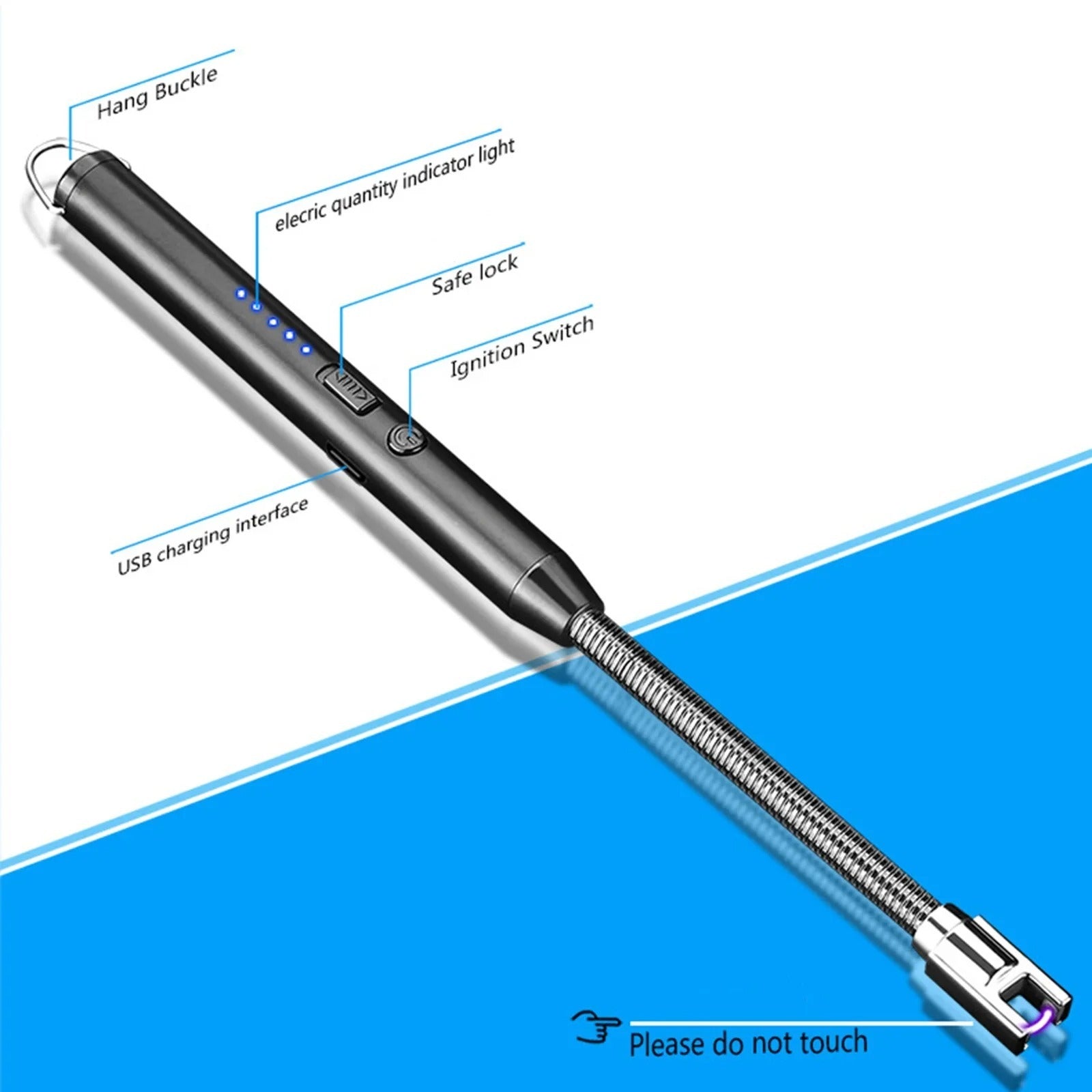 USB Rechargeable Electric Arc BBQ Lighter Windproof with 360° Flexible Neck