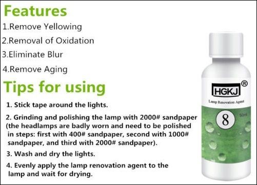 Car Headlight Restoration Agent Powerful Cleaner For Clear Shine And UV Protection