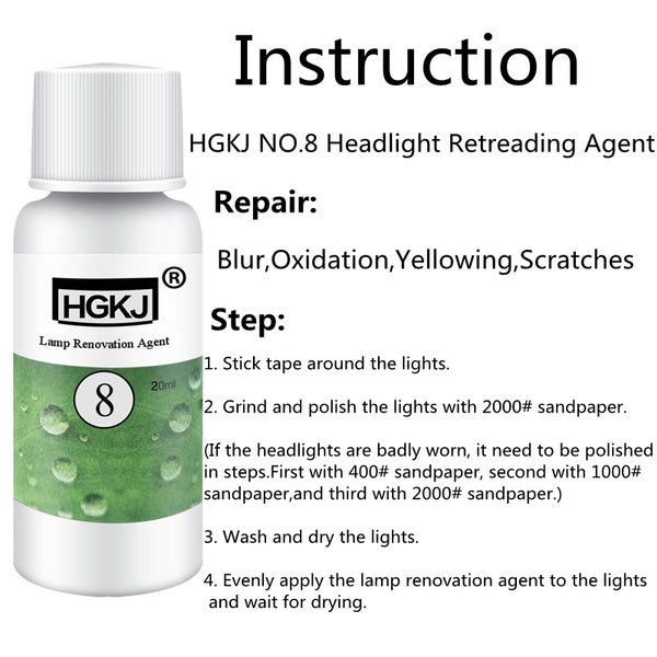 Car Headlight Restoration Agent Powerful Cleaner For Clear Shine And UV Protection