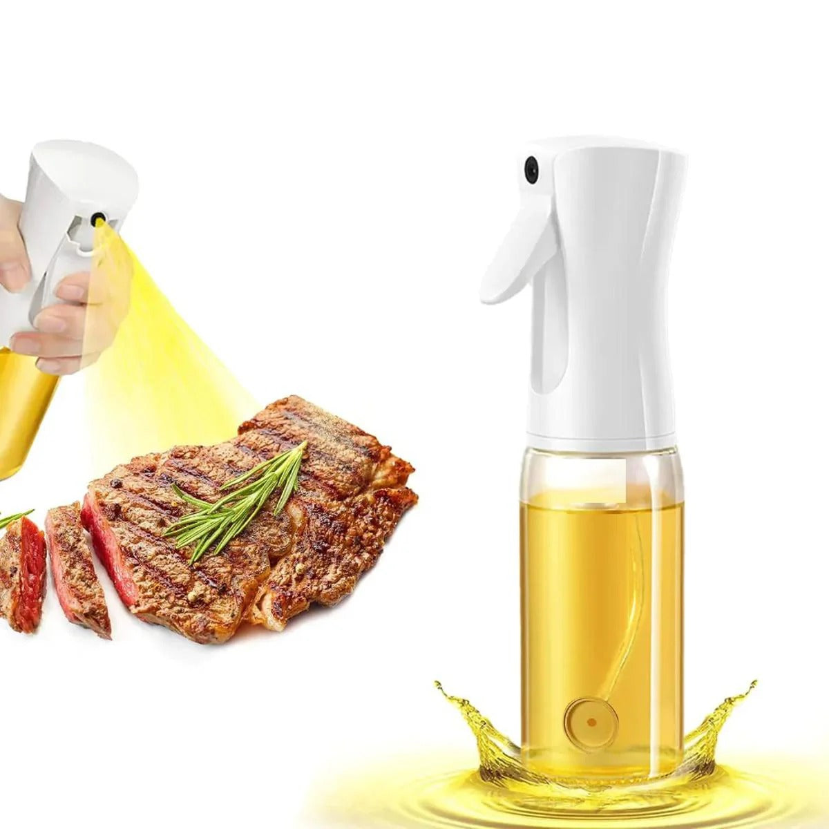 Edible Oil Spray Bottle | 220ml Glass Bottle | With Brush | Refillable | For Air Fryer, Baking & Grilling