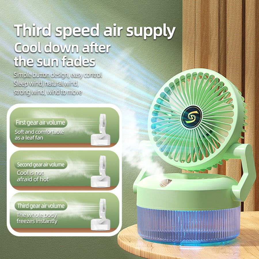 Rechargeable Desktop Humidification Fan Portable Foldable Spray Misting Fan