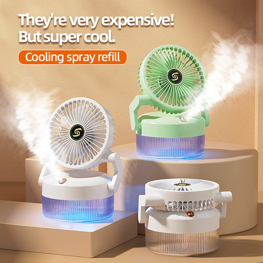 Rechargeable Desktop Humidification Fan Portable Foldable Spray Misting Fan