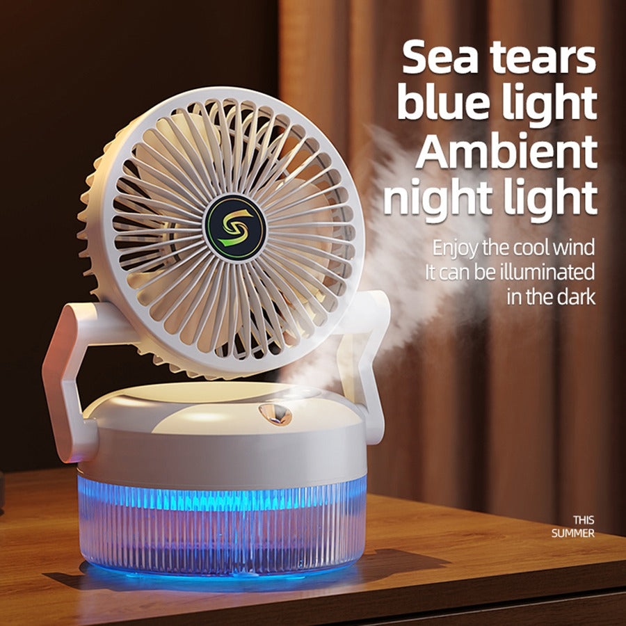 Rechargeable Desktop Humidification Fan Portable Foldable Spray Misting Fan