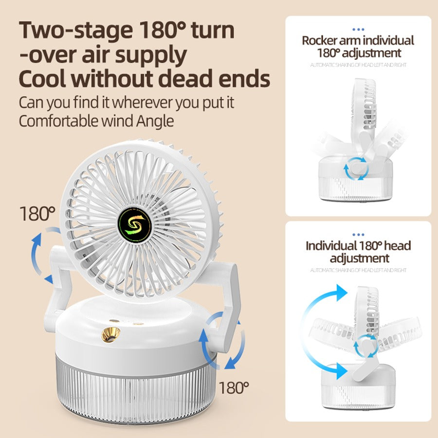 Rechargeable Desktop Humidification Fan Portable Foldable Spray Misting Fan
